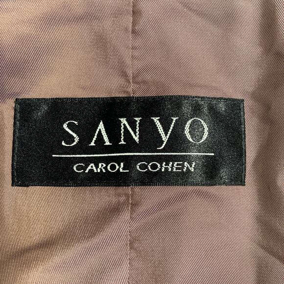 SANYO  by CAROL COHEN Vintage 1990s XL Khaki Polyester Blend Hidden Placket Coat - Picture 4 of 6